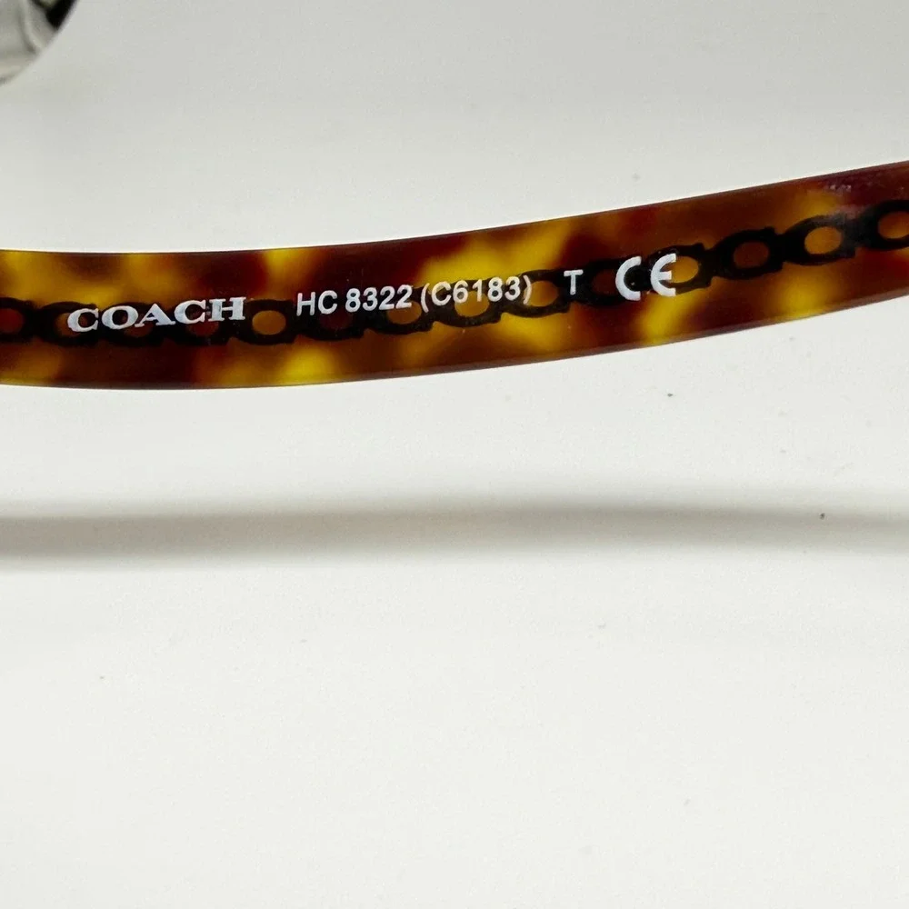 Coach HC 8322 C6183 Dark Tortoise Gold Chain Link Butterfly Sunglasses 54-17-140